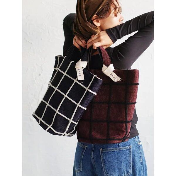 トートバッグ Loop embroidered plaid pattern bag レディース