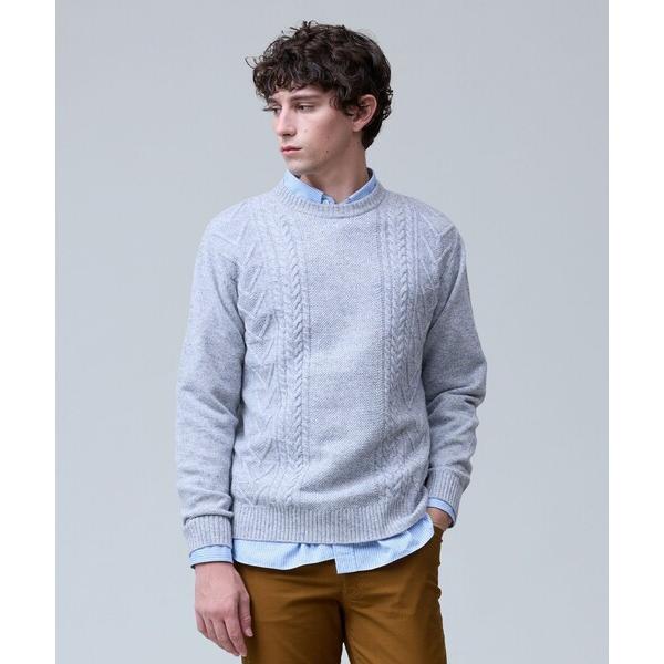 セーター ニット ウール×カシミヤの上質素材「Cash Lamb's Wool」ケーブルクルーネック...