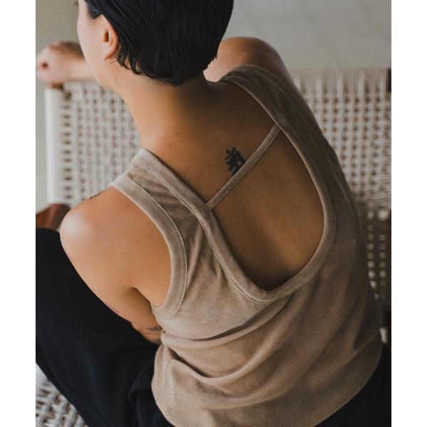 タンクトップ ノースリーブ Back Open Velor Tanktop レディース
