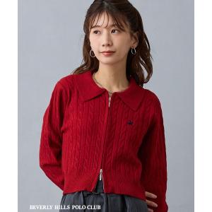 カーディガン 「BEVERLY HILLS POLO CLUB」ケーブル編みカーディガン レディース