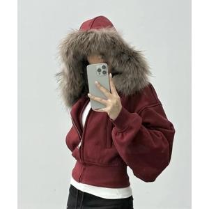 パーカー フェイクファー フード付き クロップド ジャケット風 パーカー レディース メンズ