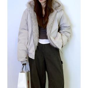 ブルゾン アウター フード付きファージャケット レディース