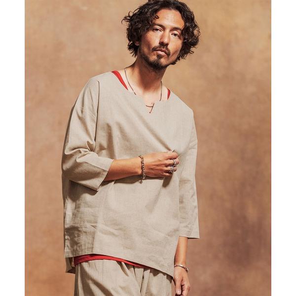 「Jih Nunc」 7分袖シャツ M キナリ メンズ