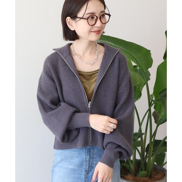 カーディガン ZIPハイネックカーディガン レディース