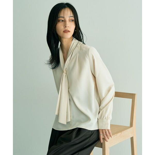 ブラウス シャツ スカーフリング付きボウタイブラウス レディース