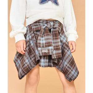スカート 腰巻シャツ風スカート「ジュニアお揃い」 キッズ 子供服 女の子
