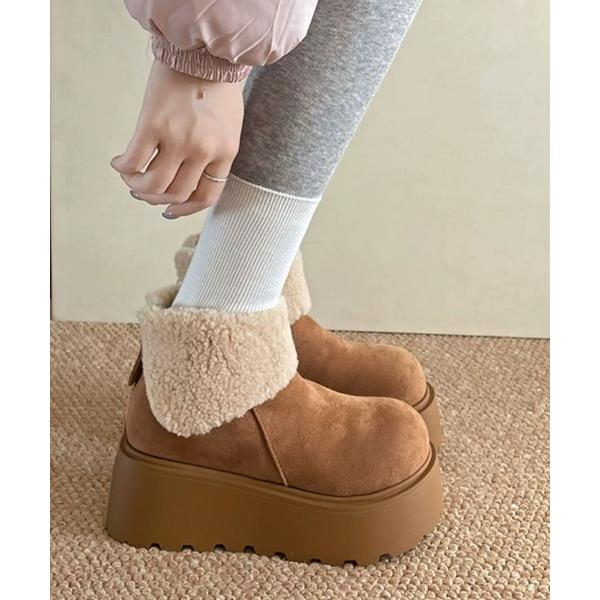 ブーツ ZIP厚底ショートムートンブーツ レディース