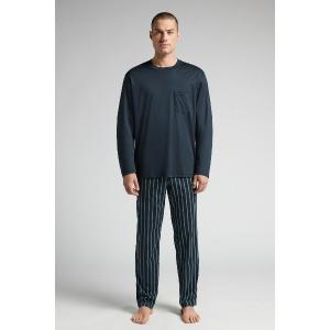 パジャマ プリント入り マーセライズドPremiumコットン ロングパジャマ メンズ