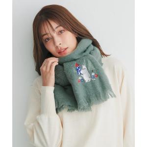 ストール マフラー MOOMIN ムーミン ブークレーシャギー無地ストール ムーミン刺繍 レディース