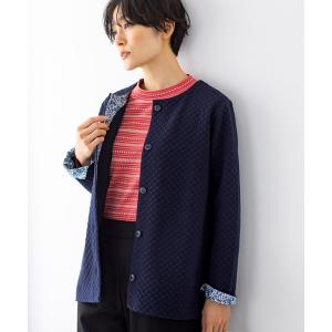 カーディガン リバティプリントキルトカーディガン レディース