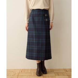 スカート タータンチェックスカート「ウエストゴム」
