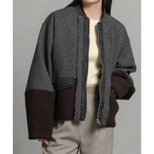 ブルゾン アウター ツイードコンビネーションブルゾン レディース