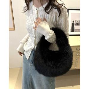 ハンドバッグ 「CANVAS＋」もこもこフェイクファーミニバッグ