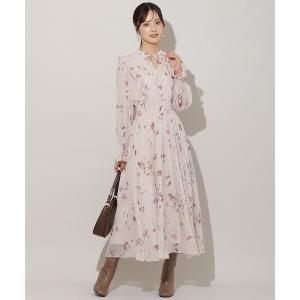ワンピース フラワープリントウエストシャーリングワンピース