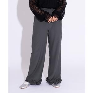 スラックス パンツ フリルスラックスパンツ レディース メンズ