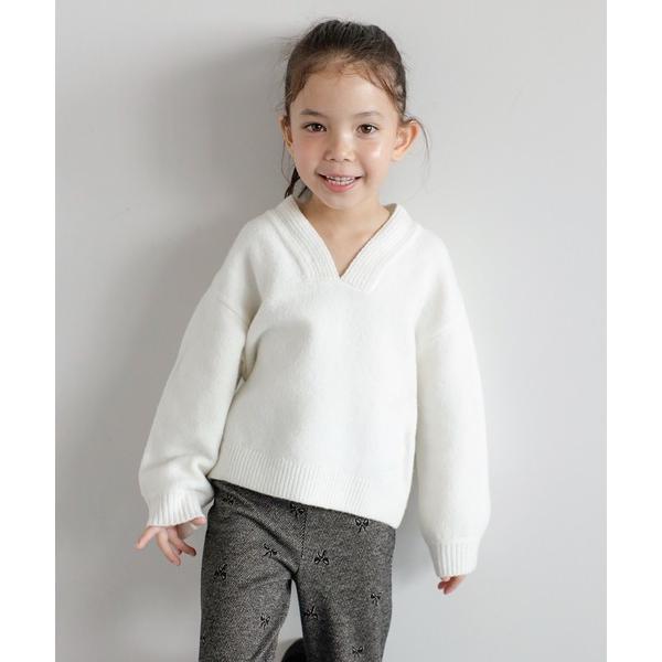 ニット セーター 「3-10才対応」ディープVネックニット キッズ 子供服 女の子