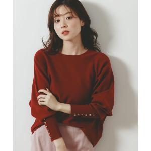 ニット セーター ジュエリーボタンスリーブニット レディース