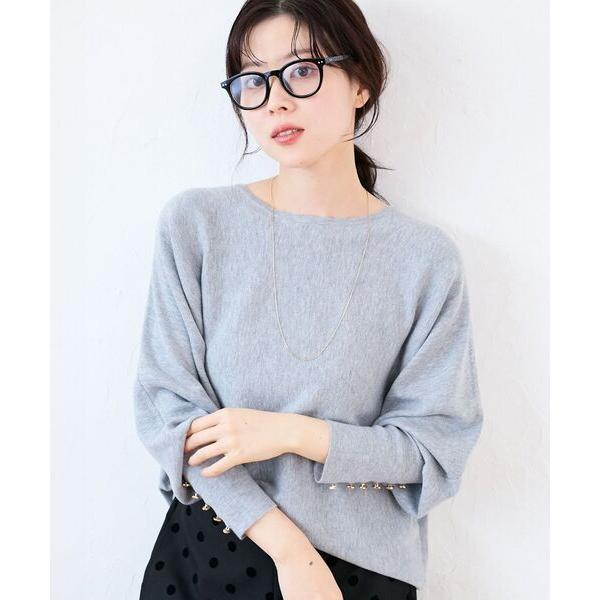 ニット セーター 「手洗い可能」ジュエリーボタンスリーブニット レディース