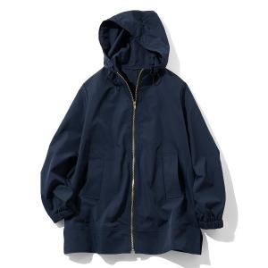 マウンテンパーカー ウインドブレーカー ＩＥＤＩＴ　すそフォルムとすっきりシルエットがサマ見えする　撥水加工素材のマウンテンパーカー「ダークネイビー」
