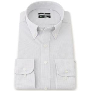 フォーマル シャツ 「スーパーノンアイロン・ストレッチ・速乾」「長袖」「BLACK LINE」ボタンダウンドレスワイシャツ/グレー×ドビー/4S/Oi｜ZOZOTOWN Yahoo!店