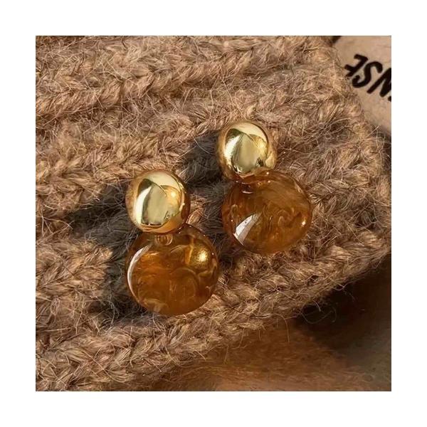 ピアス 「88eighty-eight」ヴィンテージ ゴールドブラウンラウンドピアス「import」...