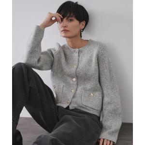 カーディガン ビジューボタンニットカーディガン「洗える」 レディース
