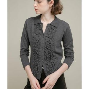 ニット セーター シルク混フリルニットシャツ レディース