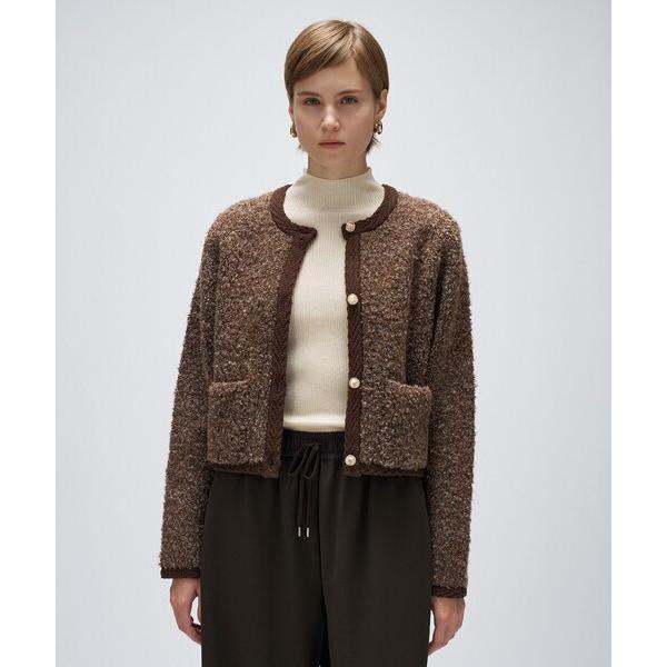 カーディガン 「手洗い可」ブークレニットカーディガン レディース