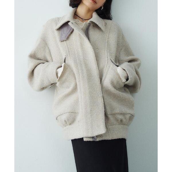 ダウンコート ダウンジャケット oversized tweed blouson レディース