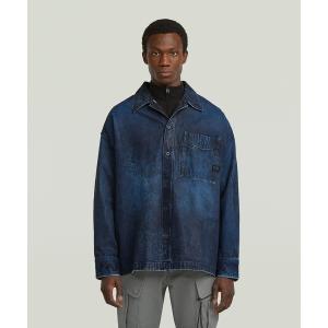 シャツ Boxy Fit Overshirt/レザーライクコーティング加工オーバーサイズシャツジャケット メンズ