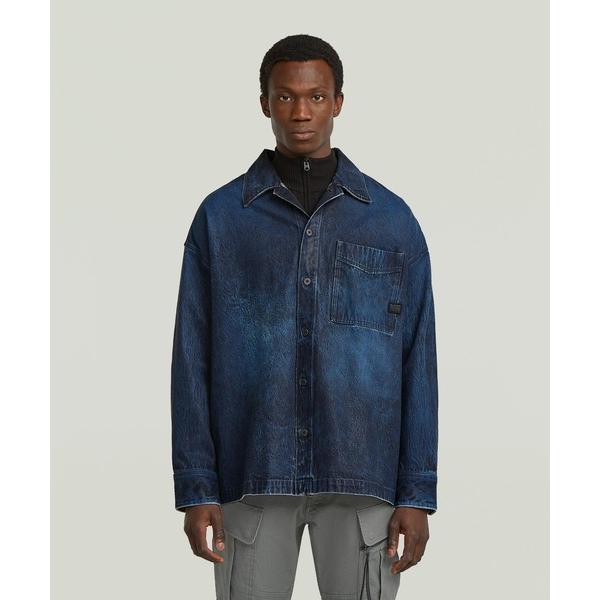 シャツ Boxy Fit Overshirt/レザーライクコーティング加工オーバーサイズシャツジャケ...