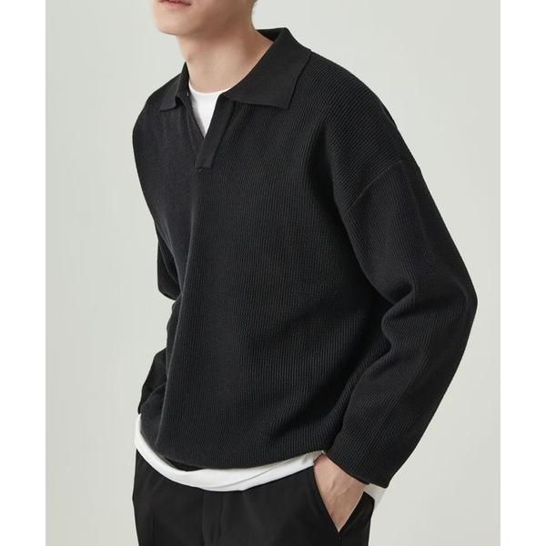 ポロシャツ ベーシックオープンカラーニットポロ メンズ