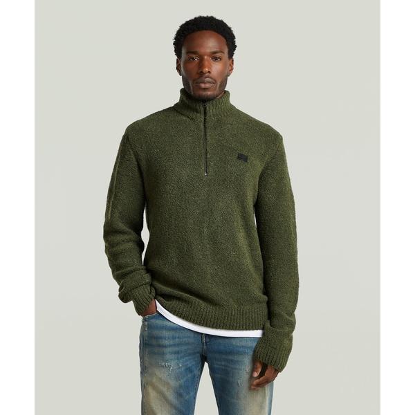 セーター ニット Boucle Skipper Knit/ブークレスキッパーハーフジップニットセータ...