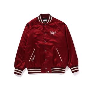 スタジャン BAPE SATIN VARSITY JACKET レディース