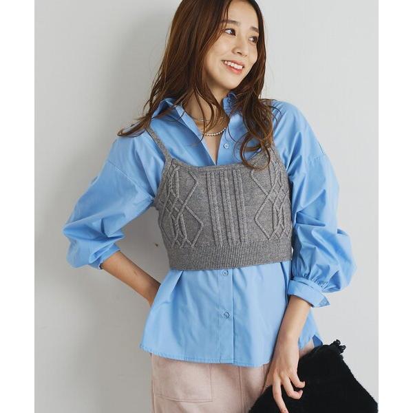 ブラウス シャツ ニットビスチェsetハイカウントシャツ レディース