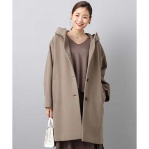 コート アウター SUPER100'sウール フーデットミドルコート レディース