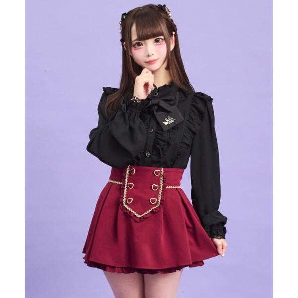 スカート ダブルハートボタンゴールドピコレーススカパン