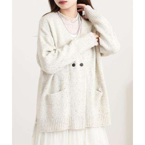 カーディガン blue willow シルク混ウール カラーネップカーディガン レディース