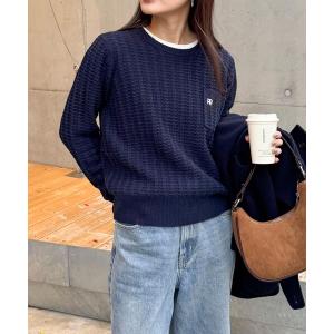 ニット セーター FR刺繍ケーブル柄ちびポケニッ...の商品画像