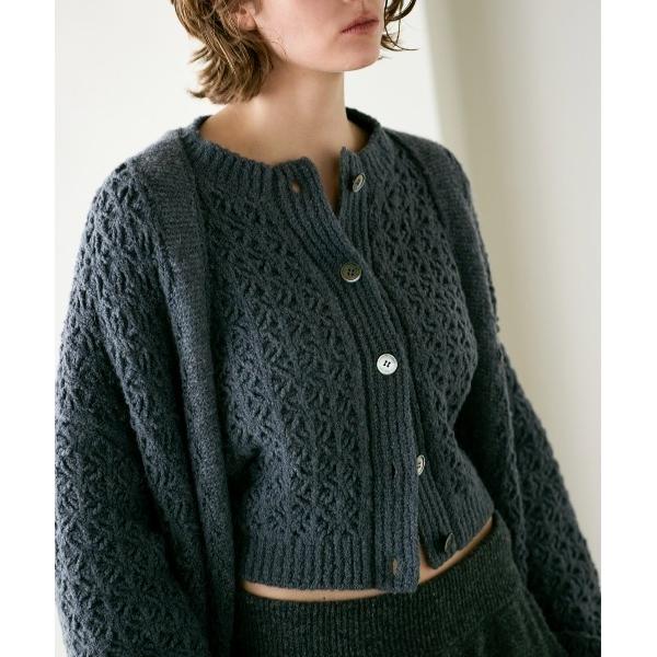 カーディガン crochet double knit cardigan レディース