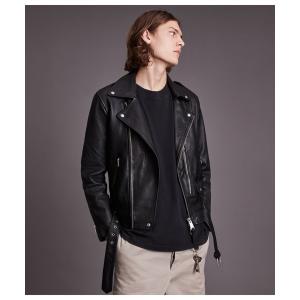 「ALLSAINTS」 レザーブルゾン L ブラック メンズ