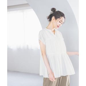 「GLOBAL WORK」 半袖ブラウス LARGE オフホワイト レディース