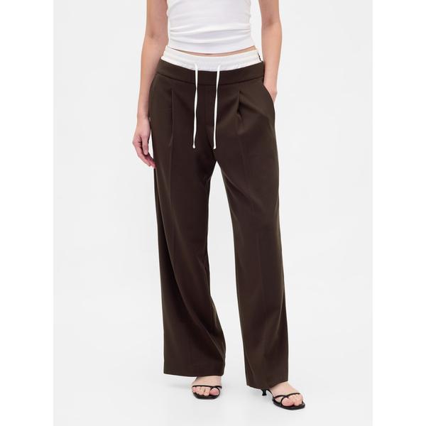 パンツ ミッドライズ ダブルウエストパンツ レディース