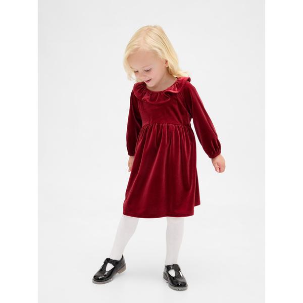 ワンピース べロア ラッフルフリル 襟付きワンピース (幼児・ベビー) キッズ 子供服 女の子