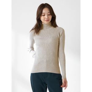 ニット セーター シンプルインディアンコットンリブタートル レディース
