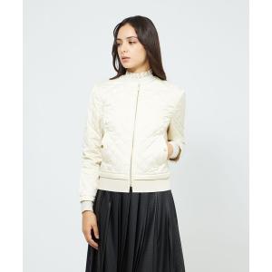 ブルゾン アウター サテンキルト ノーカラージャケット レディース