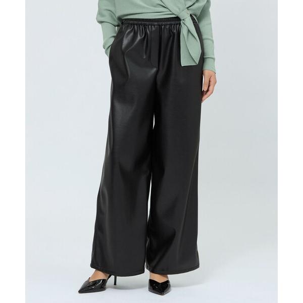 パンツ シンセティックレザー ワイドパンツ レディース