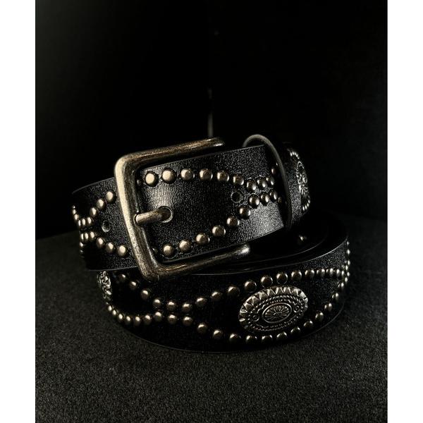 ベルト 10A27 ブラック スタッズウエスタンベルト メンズ