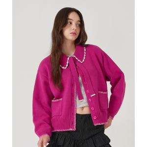 コート アウター ハンドステッチ ニットジャケット TINA：JOJUN レディース