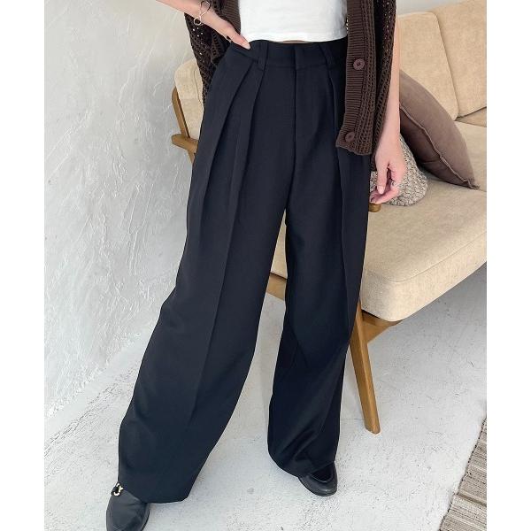 スラックス パンツ タックスラックスパンツ レディース